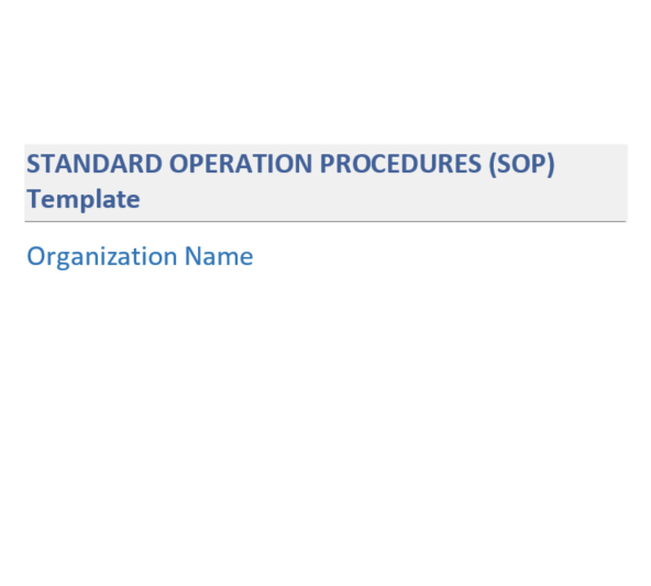 Cash and Vouchers Assistance SOP Template
